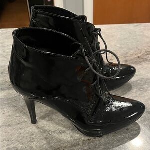 Merlin Black Patent Leather Ankle Boots